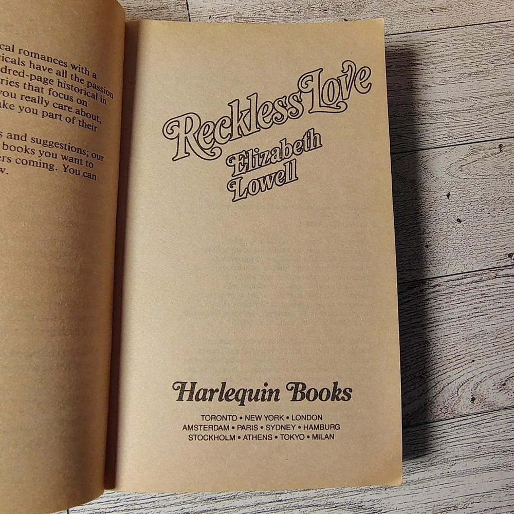 Reckless‎ Love Elizabeth Lowell Harlequin Historical Romance Paperback Book 1990
